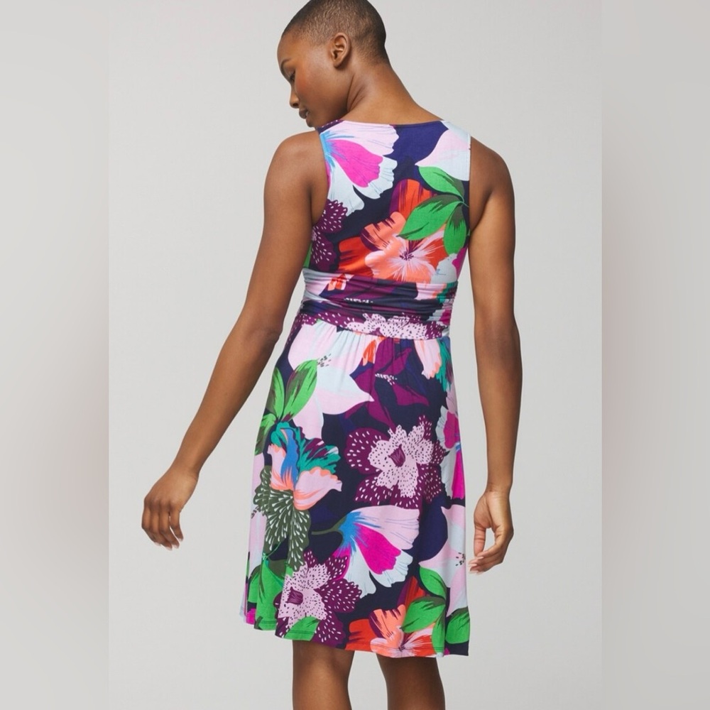 Jersey Soma Pink and Green Floral Sleeveless Midi Sundress with built in bra